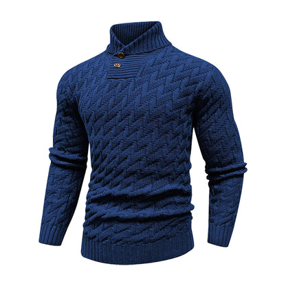 Men's Textured High Neck Contemporary Knit Sweater Relaxed Fit Pullover