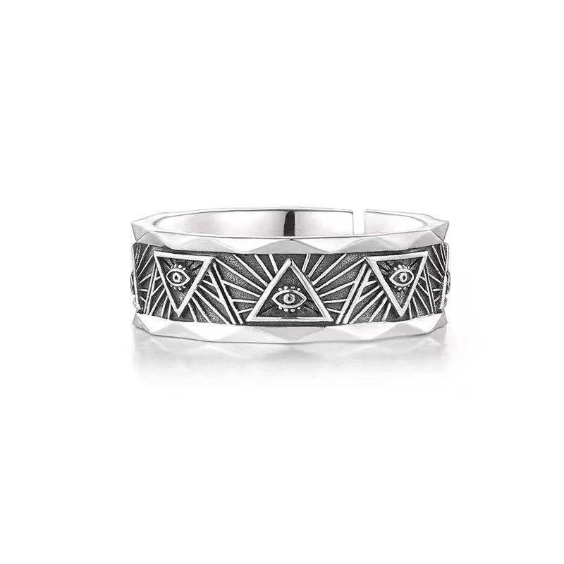 Adjustable Gothic Cross Engraved Ring Alternative Punk Statement Jewelry