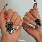 Punk Gothic Studded Press On Nails with Bold Alternative Fashion Details
