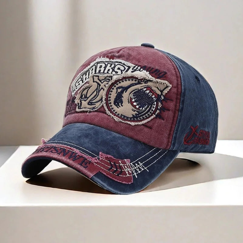 Vintage Washed Embroidered Baseball Cap Adjustable Curved Brim Casual Outdoor Hat