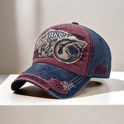 Vintage Washed Embroidered Baseball Cap Adjustable Curved Brim Casual Outdoor Hat