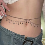 Rhinestone Tassel Waist Chain for Y2K Festival and Statement Fashion Styling