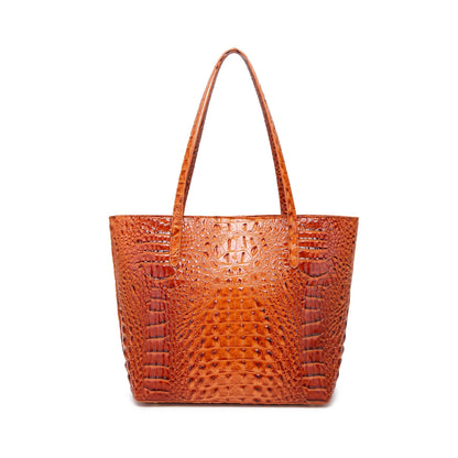 Croc Embossed Bucket Tote Bag with Matching Wristlet Large Capacity Shoulder Handbag
