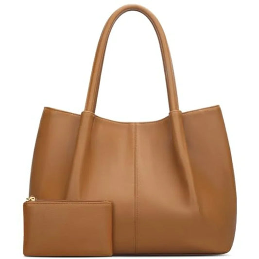 Minimal Large Capacity Tote Shoulder Bag with Clean Structured Design