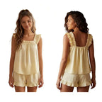 Ruffle Sleeve Tank Top and Shorts Summer Lounge Co-Ord Set for Women