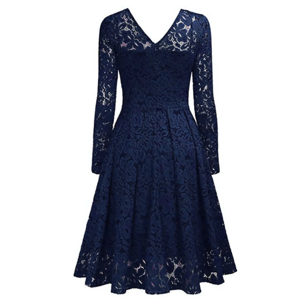 Elegant Lace Long Sleeve Gothic Alternative Midi Dress