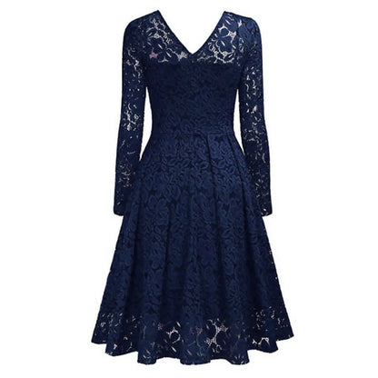 Elegant Lace Long Sleeve Gothic Alternative Midi Dress