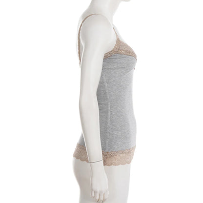 Lace Trim V-Neck Camisole Tank Top with Slim Fit Everyday Streetwear Styling