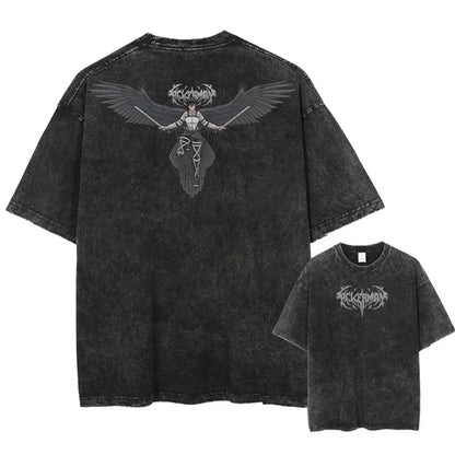 Dark Gothic Streetwear Tee with Vintage Occult-Inspired Graphic Artwork