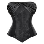 Dramatic Red and Black Lace Overbust Corset with Sweetheart Neckline and Front Busk