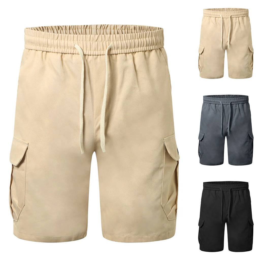 Men's Cotton Cargo Shorts with Utility Pockets and Relaxed Casual Streetwear Style