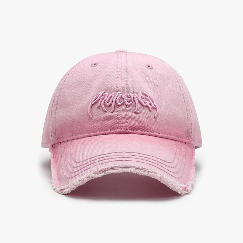 Vintage Distressed Embroidered Baseball Cap with Adjustable Fit for Contemporary Streetwear Fashion