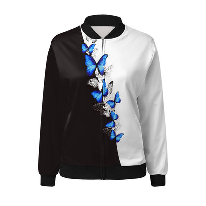 Women's Vintage Floral Print Zip-Up Bomber Jacket for Everyday Contemporary Streetwear Style