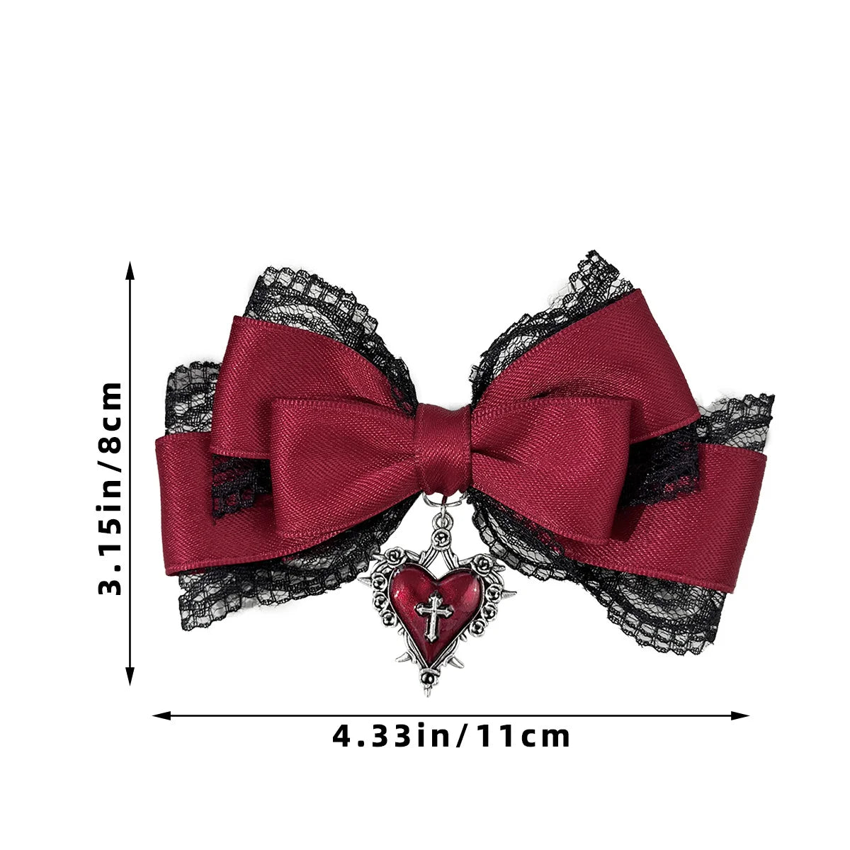 Gothic Lace Ribbon Bow Hair Clip Dark Romantic Statement Accessory