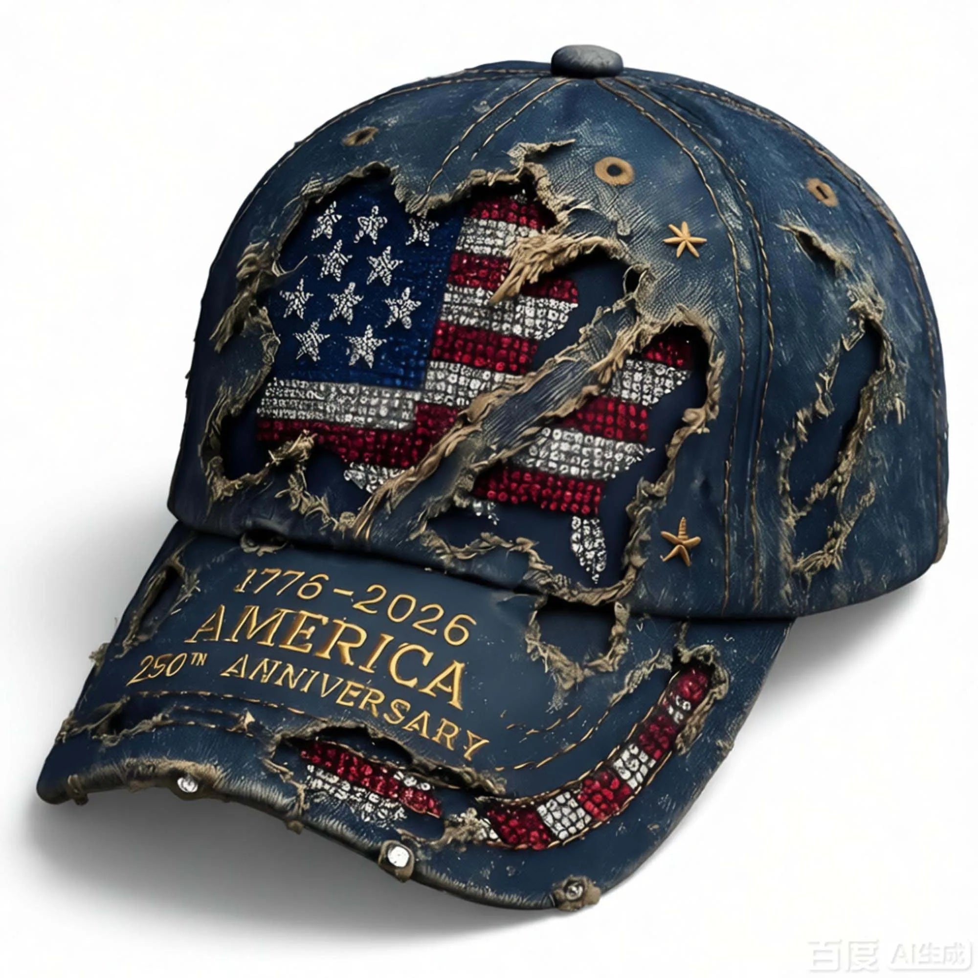 Vintage Distressed Embroidered Baseball Cap with Adjustable Fit for Casual Streetwear Style