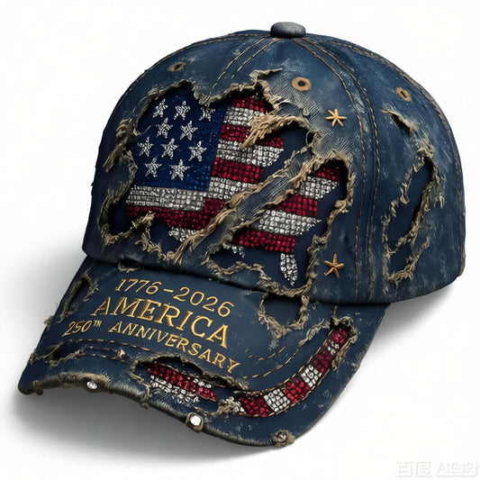 Vintage Distressed Embroidered Baseball Cap with Adjustable Fit for Casual Streetwear Style