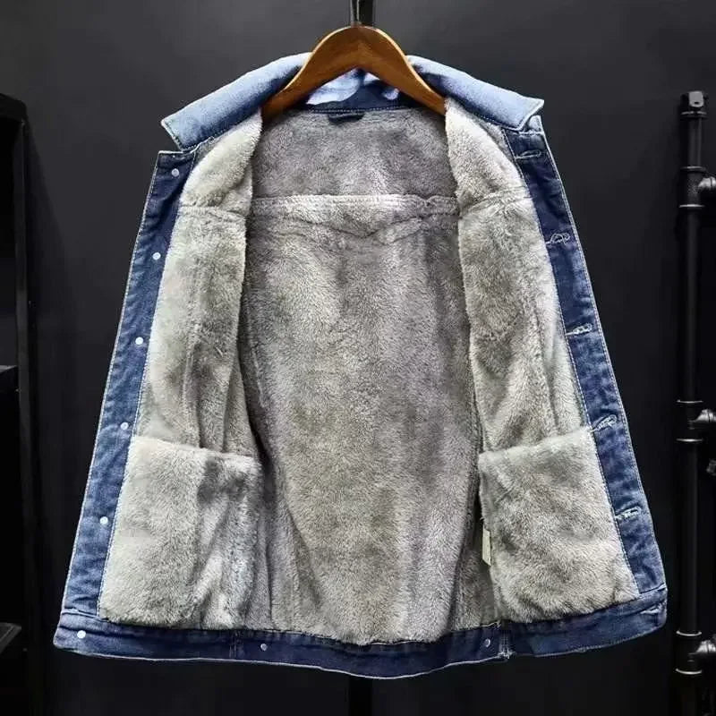 Fleece Lined Denim Jacket with Relaxed Fit Contemporary Streetwear Outerwear