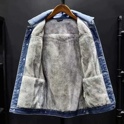 Fleece Lined Denim Jacket with Relaxed Fit Contemporary Streetwear Outerwear