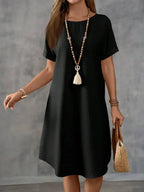 Relaxed Short Sleeve A-Line Mini Dress for Effortless Everyday Styling