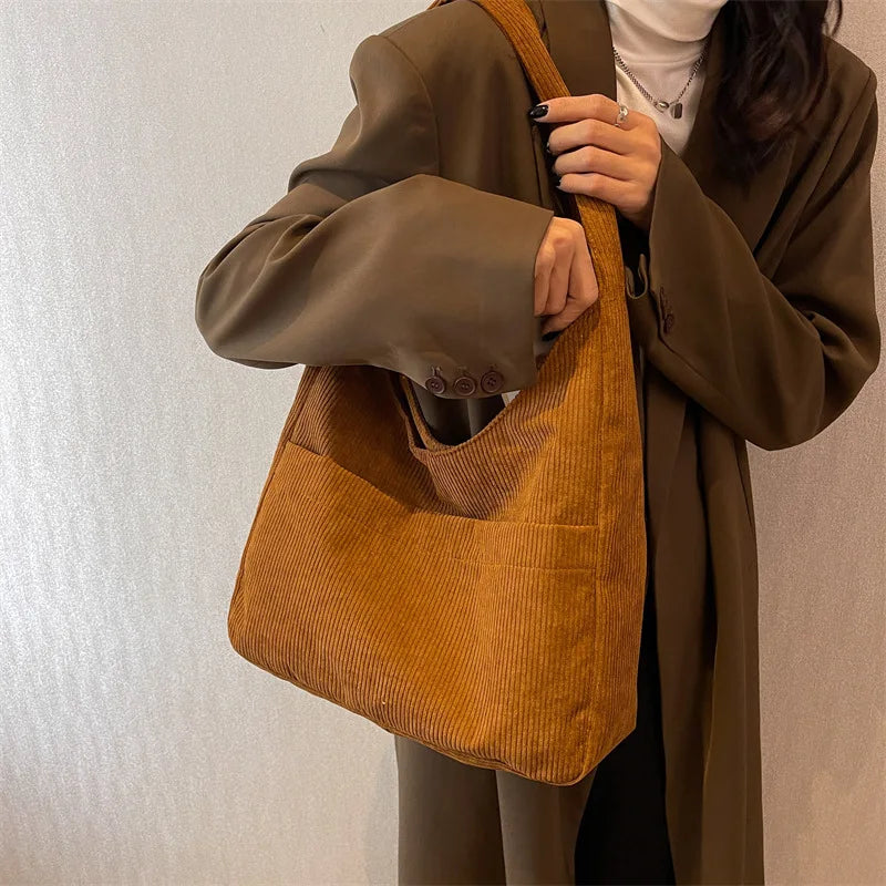 Relaxed Textured Tote Shoulder Bag with Large Capacity Carry Design