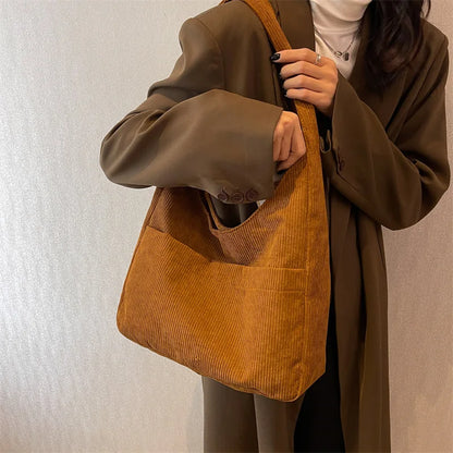 Relaxed Textured Tote Shoulder Bag with Large Capacity Carry Design