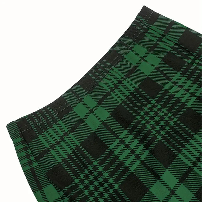 Plaid Pencil Mini Skirt with Tailored High Rise Contemporary Fit