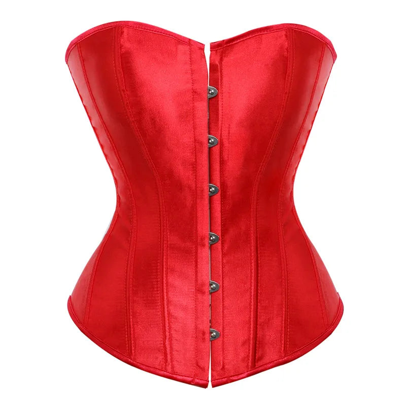 Luminous Teal Satin Overbust Corset with Front Metal Busk