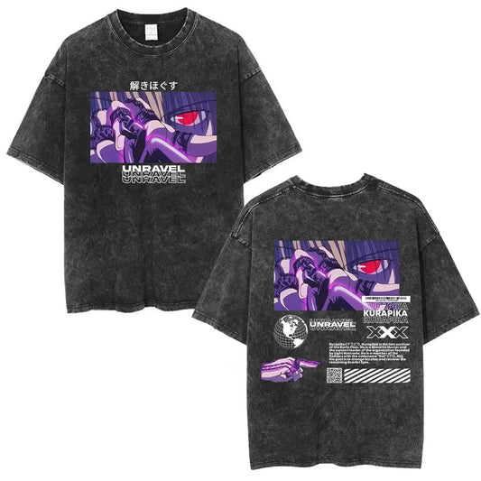 Retro Anime Goth Poster Oversized Japanese Streetwear Graphic T-Shirt