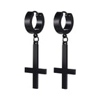 Gothic Cross Hoop Earrings for Punk and Alternative Statement Styling