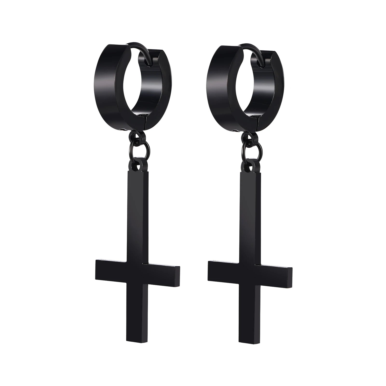 Gothic Cross Hoop Earrings for Punk and Alternative Statement Styling