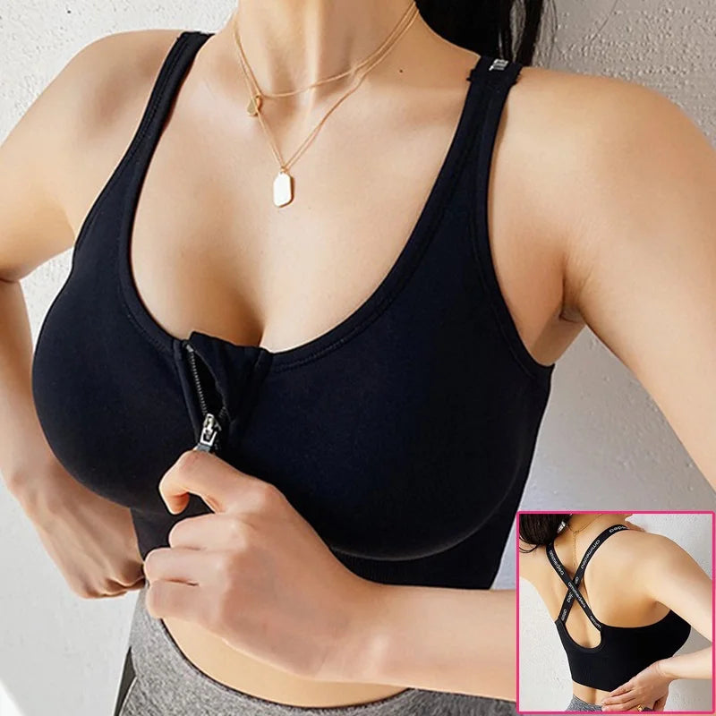 Structured Front-Zip High-Impact Sports Bra with Racerback Support
