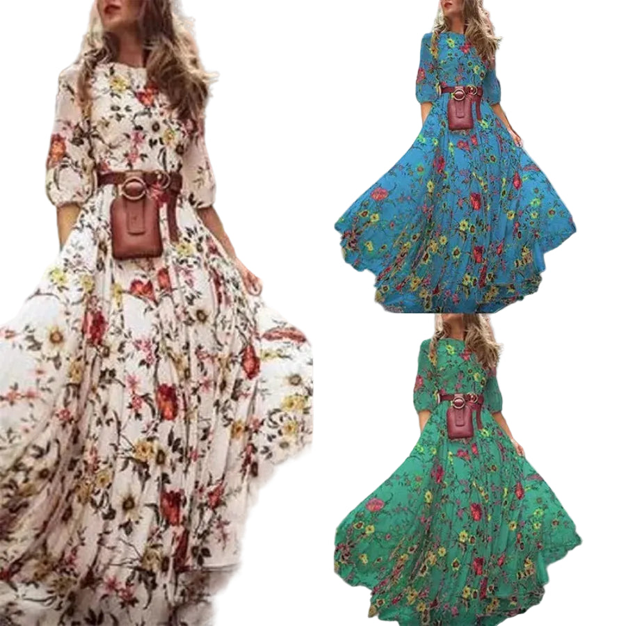 Vintage Floral Gothic Lolita Inspired Cottagecore Maxi Dress