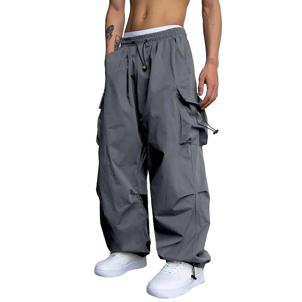 Men's Relaxed Cargo Pants with Multi-Pocket Design and Adjustable Hem
