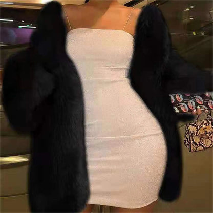 Women's Luxe Faux Fur Cropped Jacket Plush Winter Statement Streetwear Outerwear