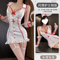 Sleek White Nurse Roleplay Mini Dress with Strappy Red Accents and Matching Accessories