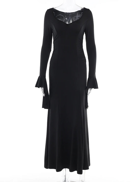 Elegant Gothic Mermaid Dress with Dark Alternative Fashion Styling