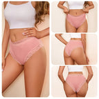 10-Piece Women’s Lace-Trimmed Mid-Rise Briefs Set with Ribbed-Look Texture and Assorted Feminine Colors