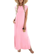 Loose Fit Sleeveless Floral Maxi Dress with Pockets for Casual Styling