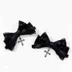Gothic Plaid Bow Hair Clip Dark Romantic Alternative Statement Accessory