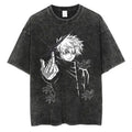 Vintage Washed Oversized Streetwear Tee with Minimalist Illustrated Graphic Artwork