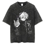Vintage Washed Oversized Streetwear Tee with Minimalist Illustrated Graphic Artwork