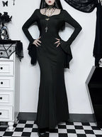 Elegant Gothic Mermaid Dress with Dark Alternative Fashion Styling