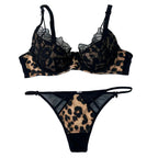 Bold Leopard Print and Black Lace Underwire Lingerie Set