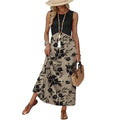 Printed Empire Waist Sleeveless Maxi Dress with Relaxed Contemporary Styling