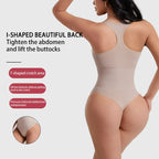 Seamless Racerback Thong Bodysuit in Versatile Beige