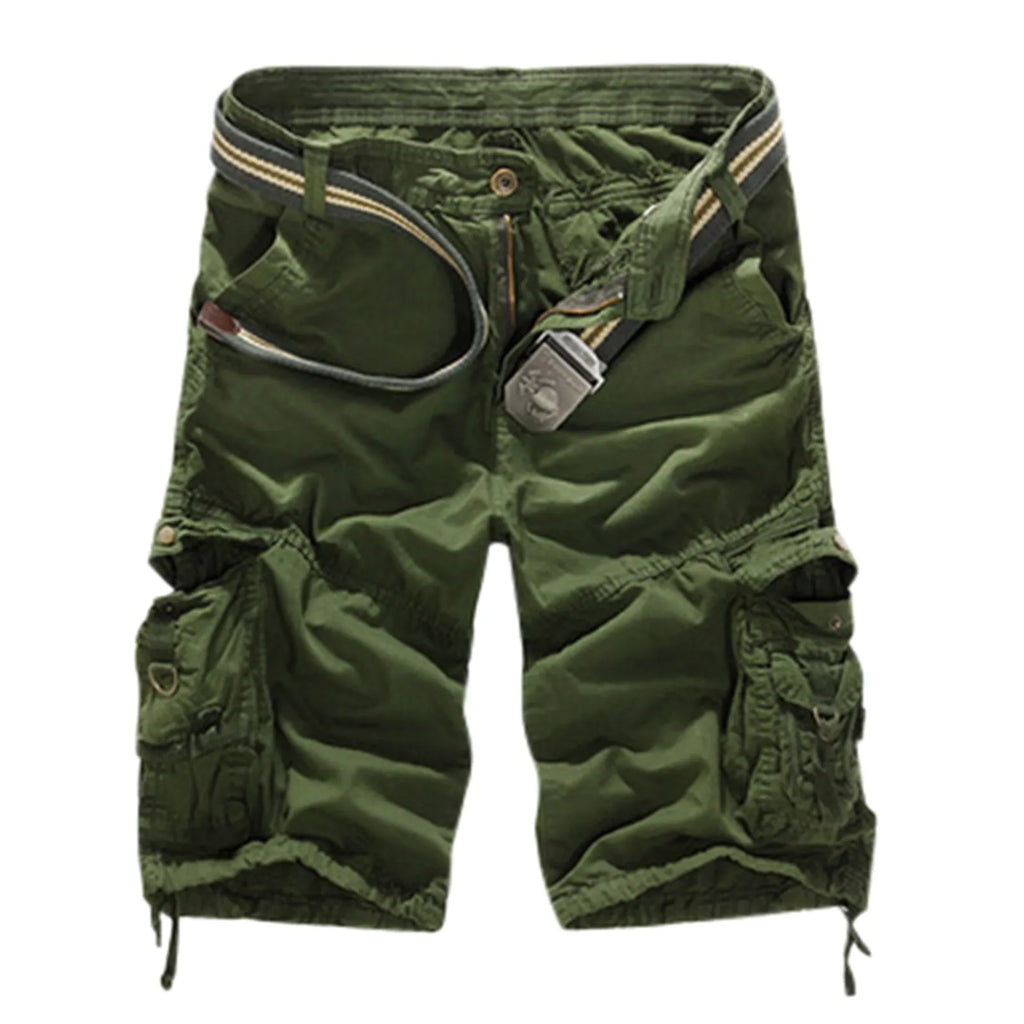 Men's Utility Cargo Shorts with Distressed Details and Multi Pocket Casual Streetwear Design