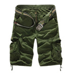 Men's Utility Cargo Shorts with Distressed Details and Multi Pocket Casual Streetwear Design