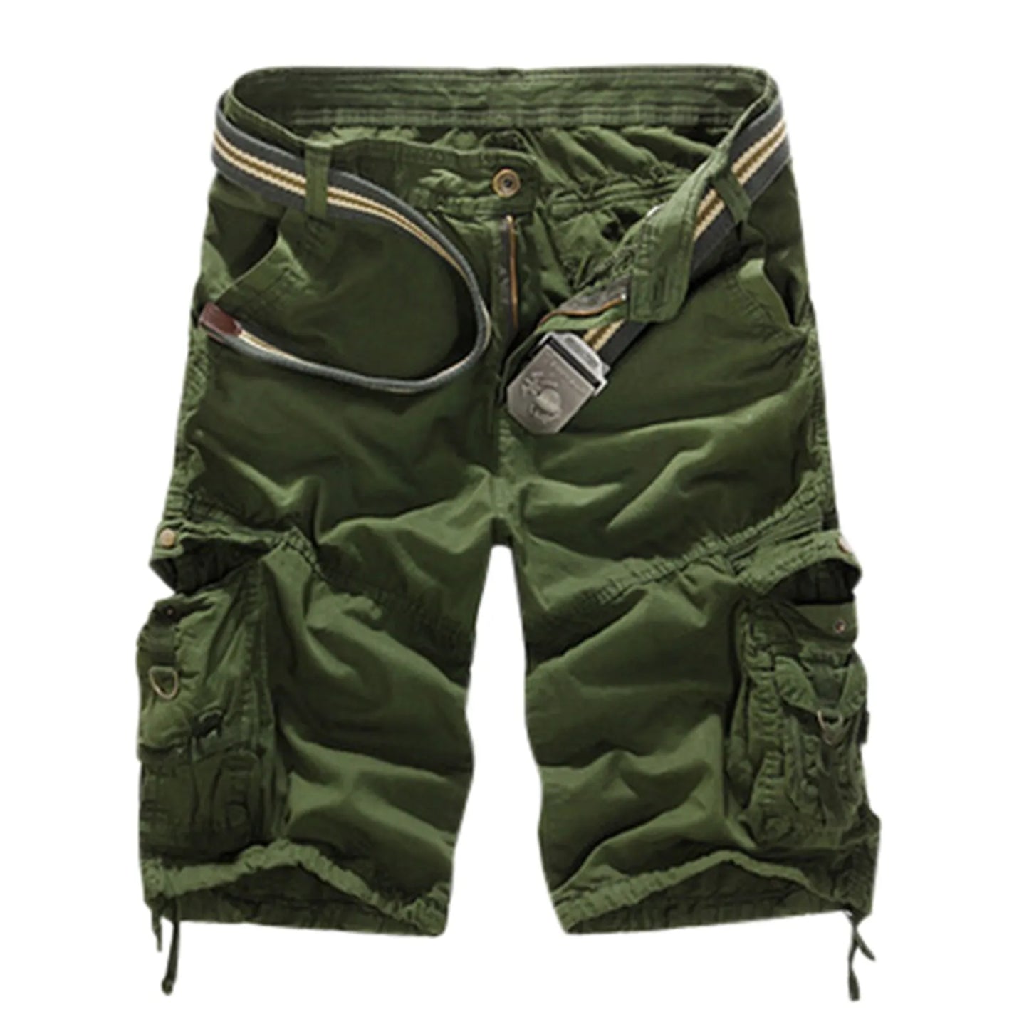 Men's Utility Cargo Shorts with Distressed Details and Multi Pocket Casual Streetwear Design