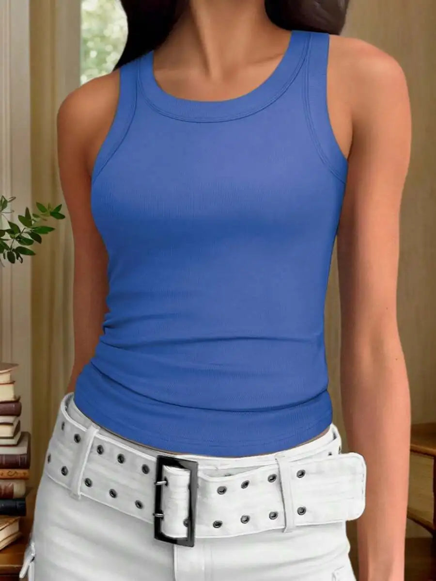 Racerback Tank Top with Slim Fit Stretch Fabric Casual Everyday Streetwear Essential