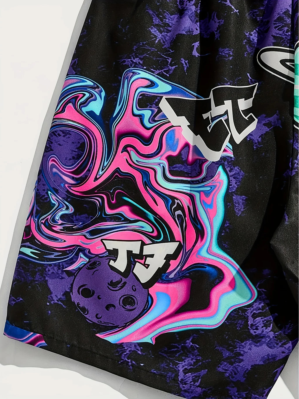 Men's Graphic Print Athletic Shorts with Relaxed Fit and Casual Beachwear Style